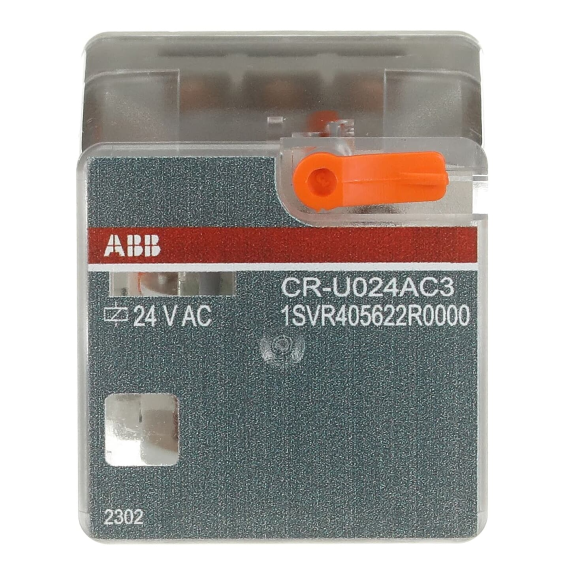 ABB 1SVR405622R0000, CR-U024AC3, 10 Amper, 24 Volt AC, 3 K/A Kontaklı, 11 Silindirik Pinli, Soketli Röle, Test Butonlu