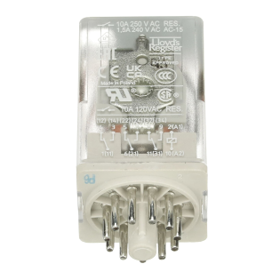 ABB 1SVR405622R1000, CR-U024DC3, 10 Amper, 24 Volt DC, 3 K/A Kontaklı, 11 Silindirik Pinli, Soketli Röle, Test Butonlu