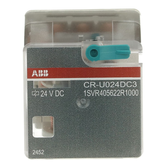 ABB 1SVR405622R1000, CR-U024DC3, 10 Amper, 24 Volt DC, 3 K/A Kontaklı, 11 Silindirik Pinli, Soketli Röle, Test Butonlu