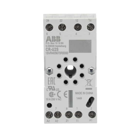 ABB 1SVR405670R0000, CR-U2S, 8 Pinli CR-U Serisi Soketli Röleler için Röle Soketi