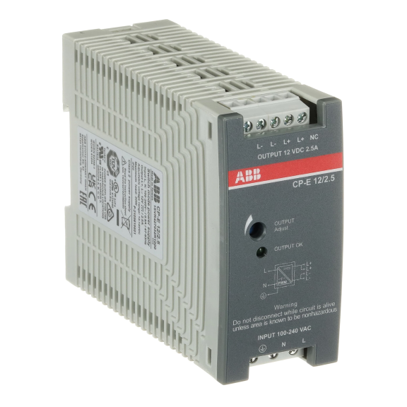 ABB 1SVR427032R1000, CP-E 12/2.5, 30 W, 2.5 Amper, 12 Volt DC, Ray Tipi Güç Kaynağı, Monofaze 100-240 Volt AC Giriş Gerilimi