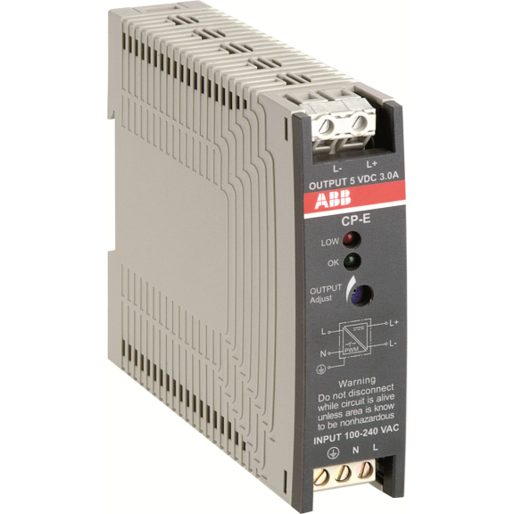 ABB 1SVR427033R3000, CP-E 5/3.0, 15 W, 3 Amper, 5 Volt DC, Ray Tipi Güç Kaynağı, Monofaze 100-240 Volt AC Giriş Gerilimi