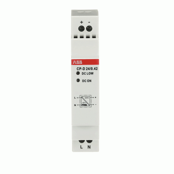 ABB 1SVR427041R0000, CP-D 24/0.42, 10 W, 0.42 Amper, 24 Volt DC, Ray Tipi Güç Kaynağı, Monofaze 100-240 Volt AC Giriş Gerilimi