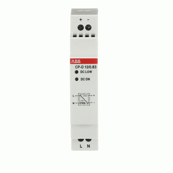 ABB 1SVR427041R1000, CP-D 12/0.83, 10 W, 0.83 Amper, 12 Volt DC, Ray Tipi Güç Kaynağı, Monofaze 100-240 Volt AC Giriş Gerilimi