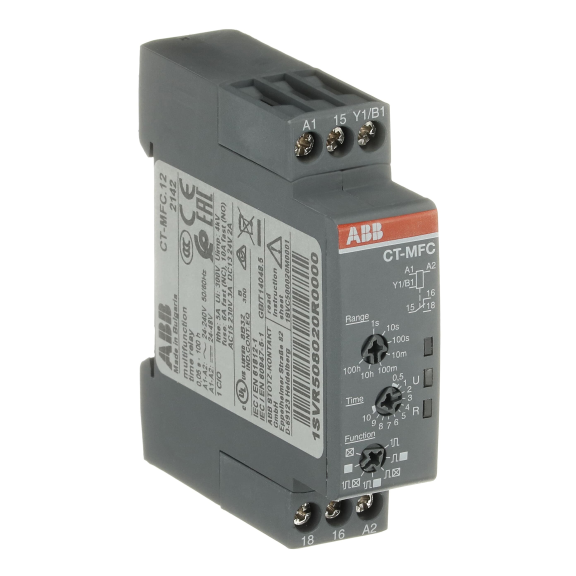 ABB 1SVR508020R0000, CT-MFC.12, Multifonksiyonel Zaman Rölesi, 0.05sn-100s, 1 K/A, 24-48 Volt DC/24-240 Volt AC