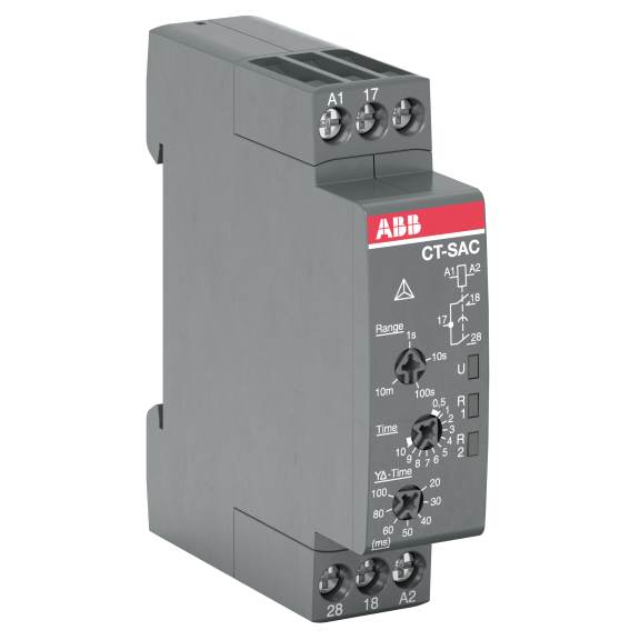 ABB 1SVR508210R0100, CT-SAC.22, Yıldız-Üçgen Zaman Rölesi, 0.05sn-10dk, 2 NA, 24-48 Volt DC/24-240 Volt AC, Ayarlanabilir Geçiş Süresi