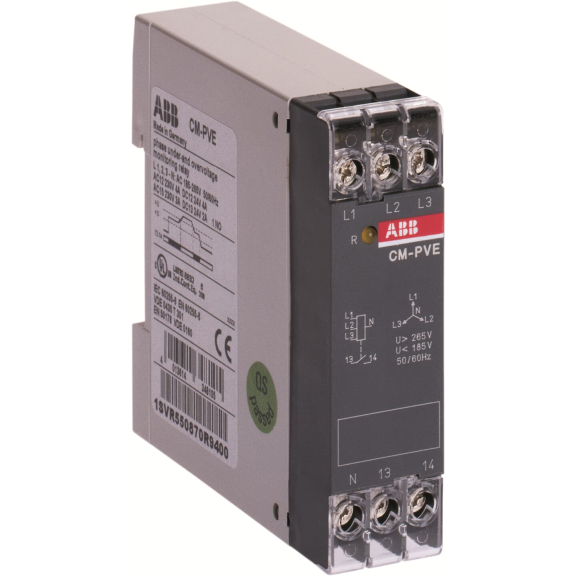 ABB 1SVR550871R9500, CM-PVE, Faz Koruma Rölesi, Faz Hatası ve Aşırı ve Düşük Gerilim Koruması, 1K/A