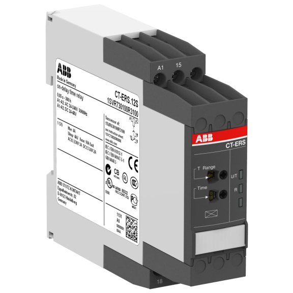 ABB 1SVR730100R3100, CT-ERS.12S, Çekmede Gecikmeli Zaman Rölesi, 0.05sn-300s, 1 K/A, 24-48 Volt DC/24-240 Volt AC