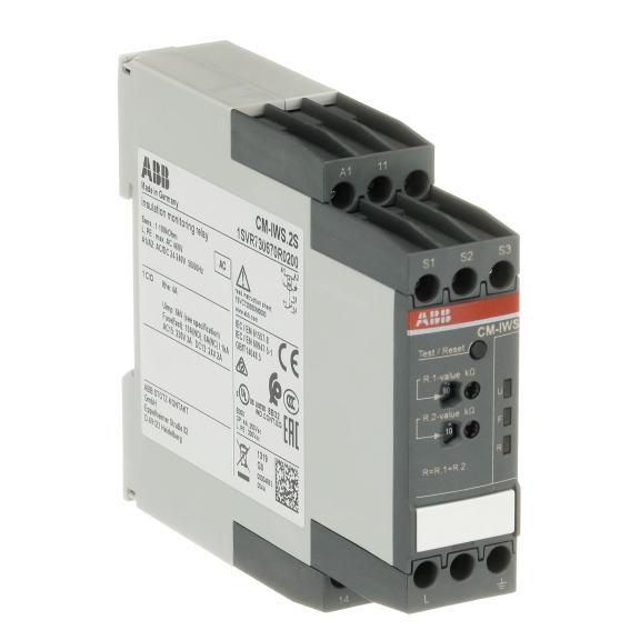 ABB 1SVR730670R0200, CM-IWS.2S, İzolasyon İzleme Rölesi, 1 K/A, 24-240 Volt AC/DC Besleme Gerilimi, 0-400 Volt AC/1-100kΩ
