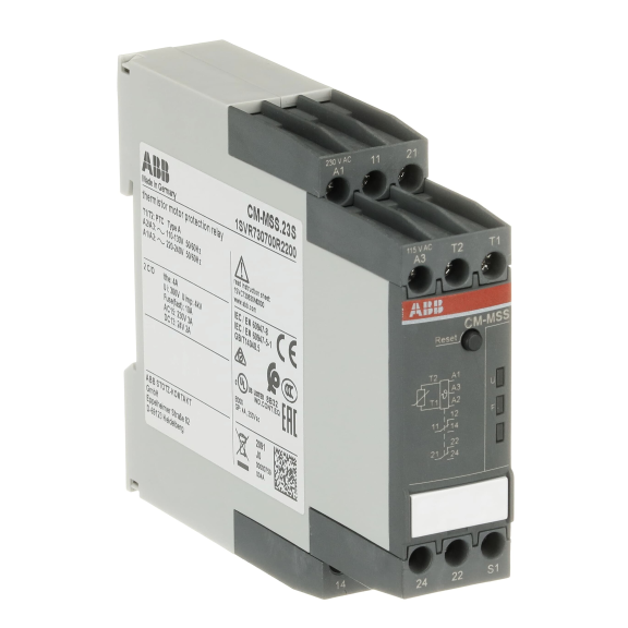 ABB 1SVR730700R2200, CM-MSS.23S, Termistör Motor Koruma Rölesi, Otomatik, Manuel ve Uzaktan Sıfırlamalı, 2 K/A, 110-130/220-240 Volt AC