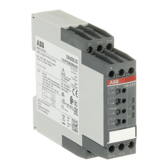 ABB 1SVR730830R0400, CM-ESS.2S, Gerilim İzleme Rölesi, 0-30 sn Ayarlanabilir, 3-600 V AC/DC, 24-240 Volt AC/DC, 2 K/A