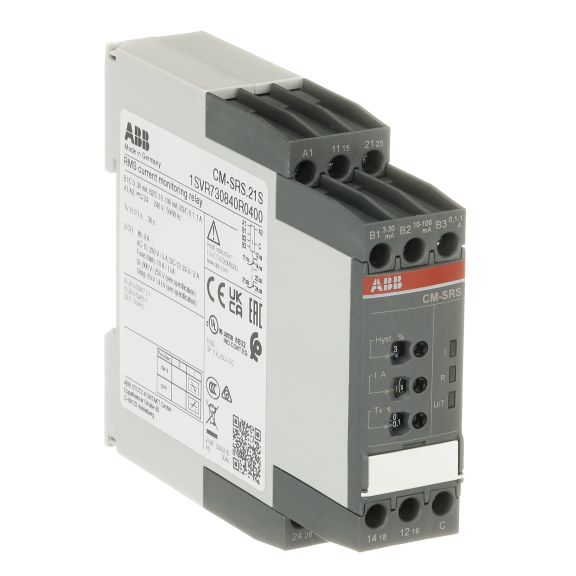 ABB 1SVR730840R0400, CM-SRS.21S, Akım Kontrol Rölesi, 0-30 sn Ayarlanabilir, 3mA-1A, 24-240 Volt AC/DC, 2 K/A