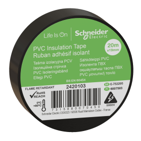 Schneider Electric 2420103, Thorsman, Siyah Elektriksel İzolasyon Bandı, 19mmx20mt