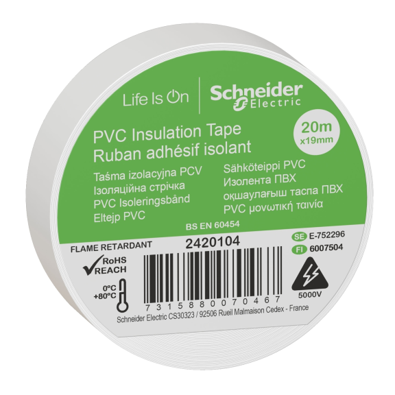 Schneider Electric 2420104, Thorsman, Beyaz Elektriksel İzolasyon Bandı, 19mmx20mt