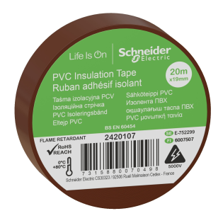 Schneider Electric 2420107, Thorsman, Kahverengi Elektriksel İzolasyon Bandı, 19mmx20mt