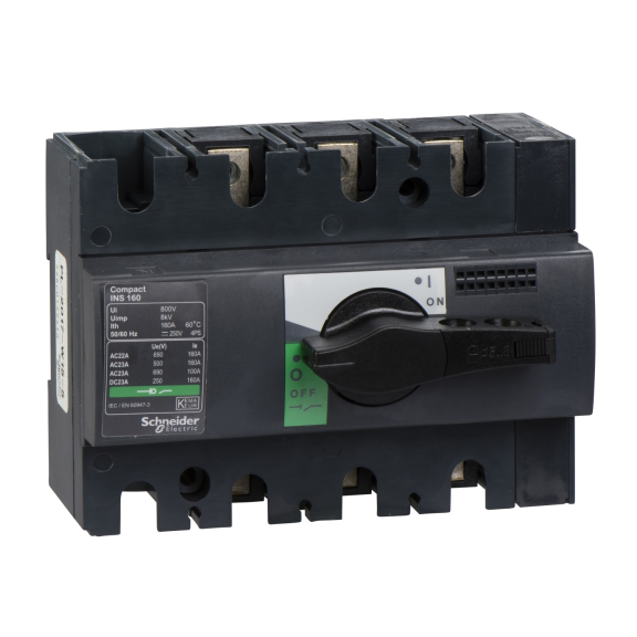 Schneider Electric 28912, ComPact INS, 160 Amper, 3 Kutuplu, Siyah Yük Ayırıcı, 20 kA, INS160