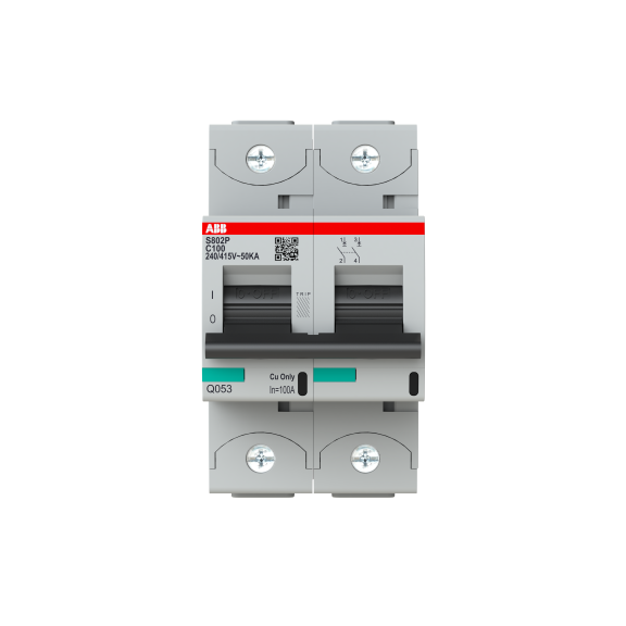 ABB 2CCG001230R0001, S802P-C100, System Pro M, 100 Amper, 2 Kutuplu, C Tipi, Otomatik Sigorta, 15 kA, 2x100C