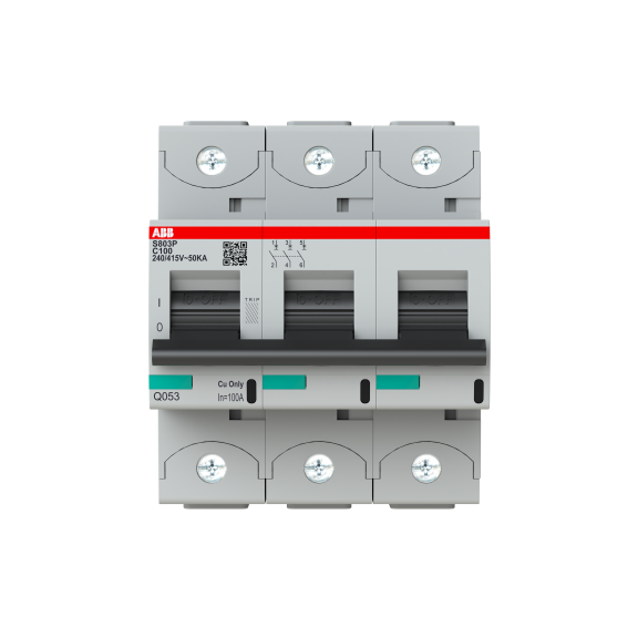 ABB 2CCG001233R0001, S803P-C100, System Pro M, 100 Amper, 3 Kutuplu, C Tipi, Otomatik Sigorta, 15 kA, 3x100C