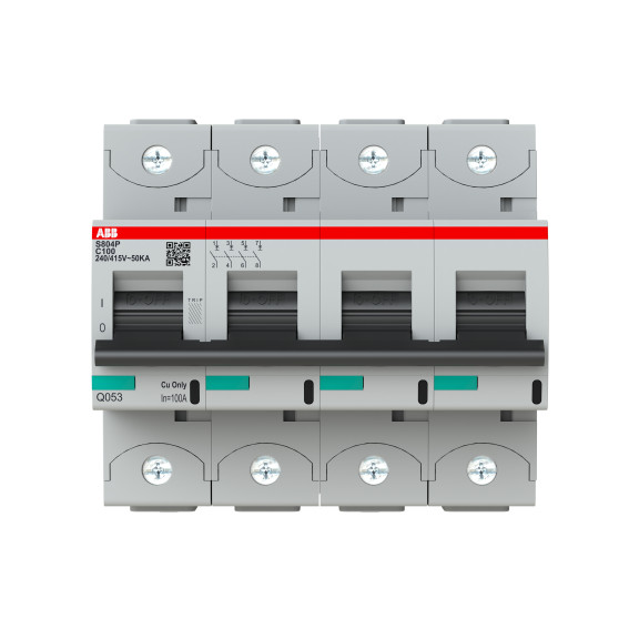 ABB 2CCG001236R0001, S804P-C100, System Pro M, 100 Amper, 4 Kutuplu, C Tipi, Otomatik Sigorta, 15 kA, 4x100C