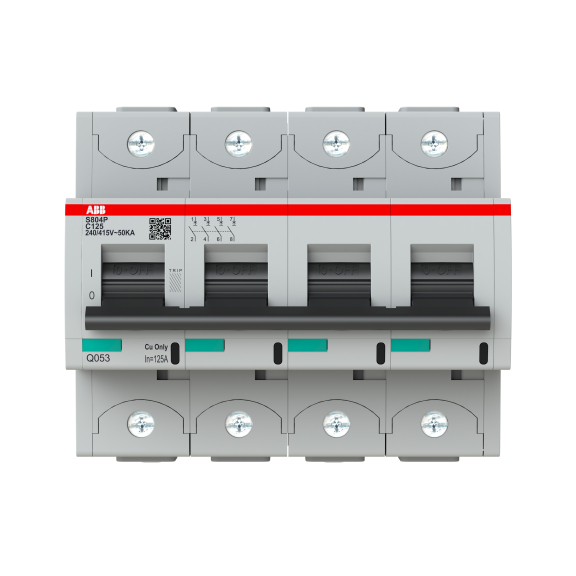 ABB 2CCG001237R0001, S804P-C125, System Pro M, 125 Amper, 4 Kutuplu, C Tipi, Otomatik Sigorta, 15 kA, 4x125C