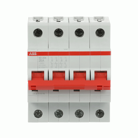 ABB 2CDD284101R0025, SD204/25, Modüler DIN, 25 Amper, 4 Kutuplu, Kumanda Anahtarı