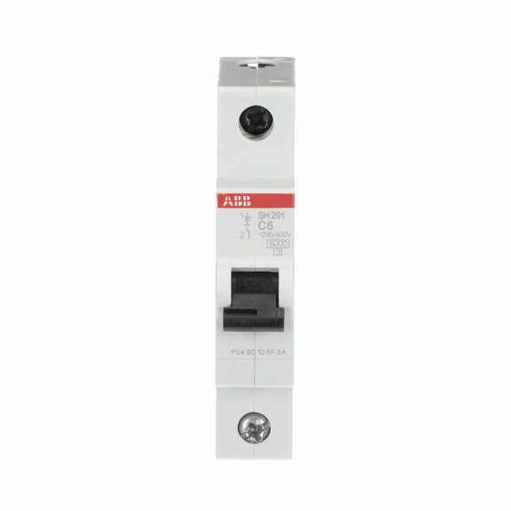 ABB 2CDS211001R0064, SH 201-C 6, Compact Home, 6 Amper, 1 Kutuplu, C Tipi, Otomatik Sigorta, 6 kA, 1x6C