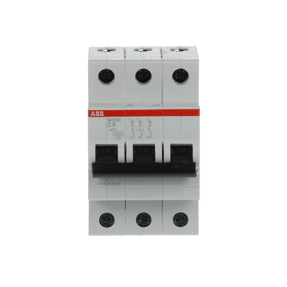 ABB 2CDS213001R0064, SH 203-C 6, Compact Home, 6 Amper, 3 Kutuplu, C Tipi, Otomatik Sigorta, 6 kA, 3x6C