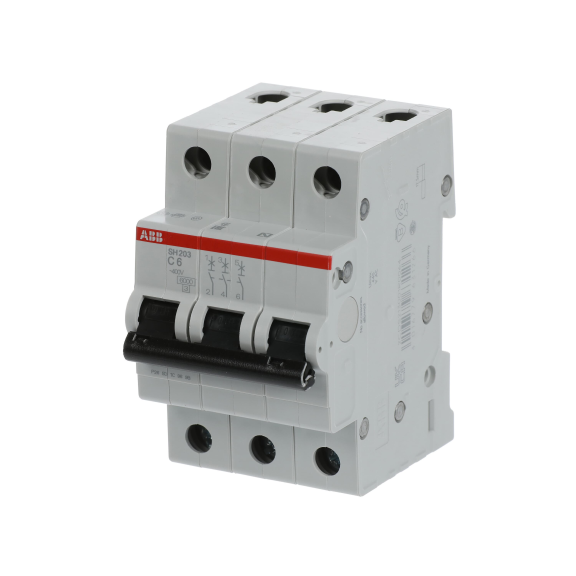 ABB 2CDS213001R0064, SH 203-C 6, Compact Home, 6 Amper, 3 Kutuplu, C Tipi, Otomatik Sigorta, 6 kA, 3x6C