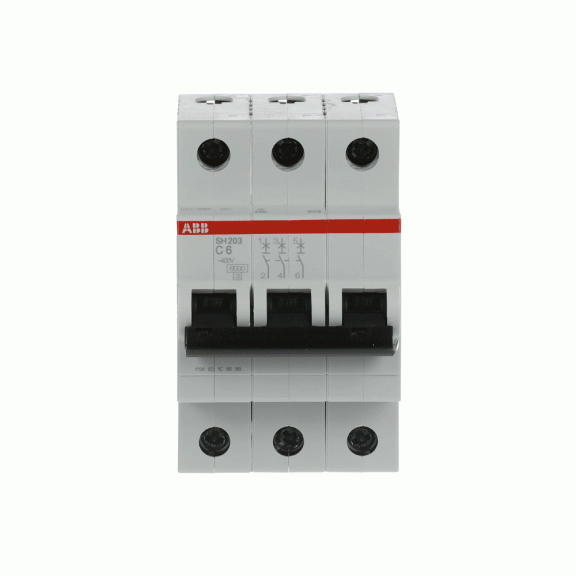 ABB 2CDS213001R0064, SH 203-C 6, Compact Home, 6 Amper, 3 Kutuplu, C Tipi, Otomatik Sigorta, 6 kA, 3x6C