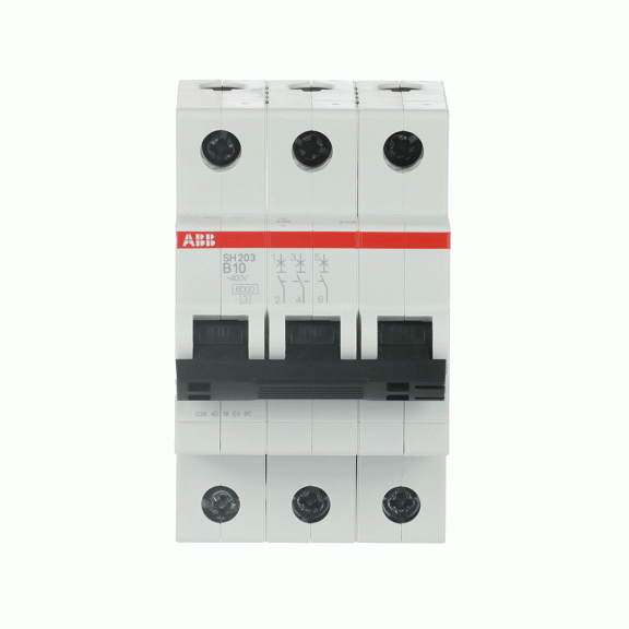 ABB 2CDS213001R0105, SH 203-B 10, Compact Home, 10 Amper, 3 Kutuplu, B Tipi, Otomatik Sigorta, 6 kA, 3x10B