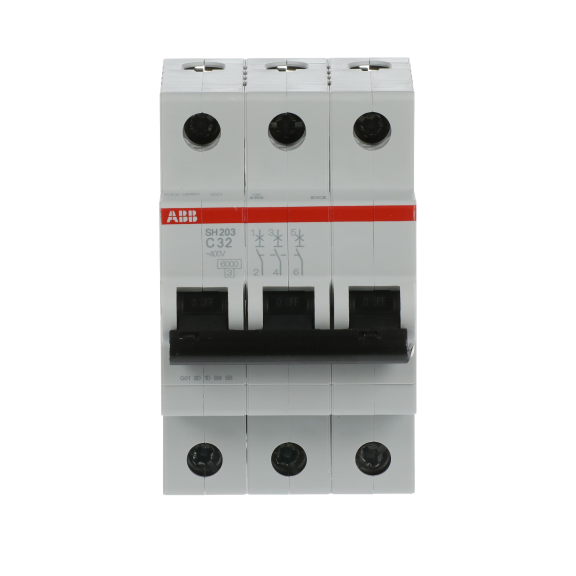 ABB 2CDS213001R0324, SH 203-C 32, Compact Home, 32 Amper, 3 Kutuplu, C Tipi, Otomatik Sigorta, 6 kA, 3x32C