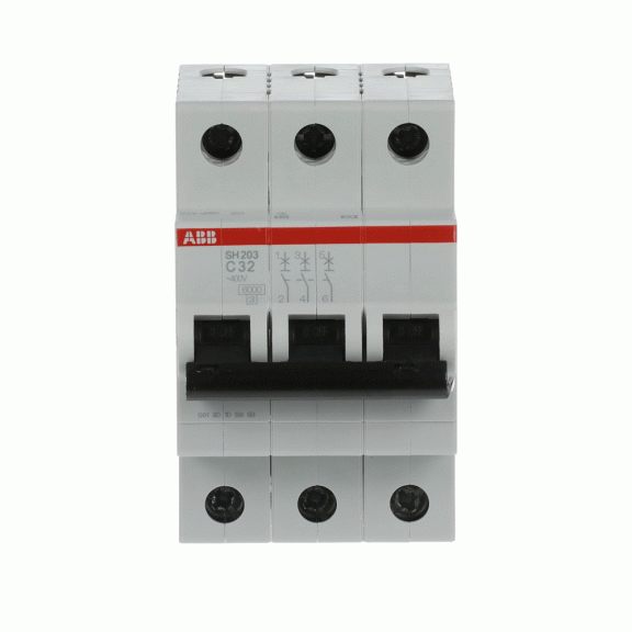 ABB 2CDS213001R0324, SH 203-C 32, Compact Home, 32 Amper, 3 Kutuplu, C Tipi, Otomatik Sigorta, 6 kA, 3x32C