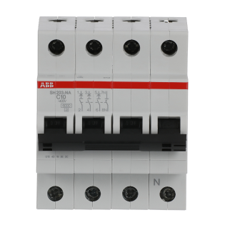 ABB 2CDS213103R0104, SH 203-C 10 NA, Compact Home, 10 Amper, 4 Kutuplu, C Tipi, Otomatik Sigorta, 6 kA, 4x10C