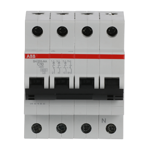 ABB 2CDS213103R0104, SH 203-C 10 NA, Compact Home, 10 Amper, 4 Kutuplu, C Tipi, Otomatik Sigorta, 6 kA, 4x10C