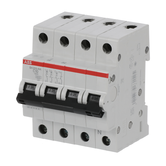 ABB 2CDS213103R0104, SH 203-C 10 NA, Compact Home, 10 Amper, 4 Kutuplu, C Tipi, Otomatik Sigorta, 6 kA, 4x10C