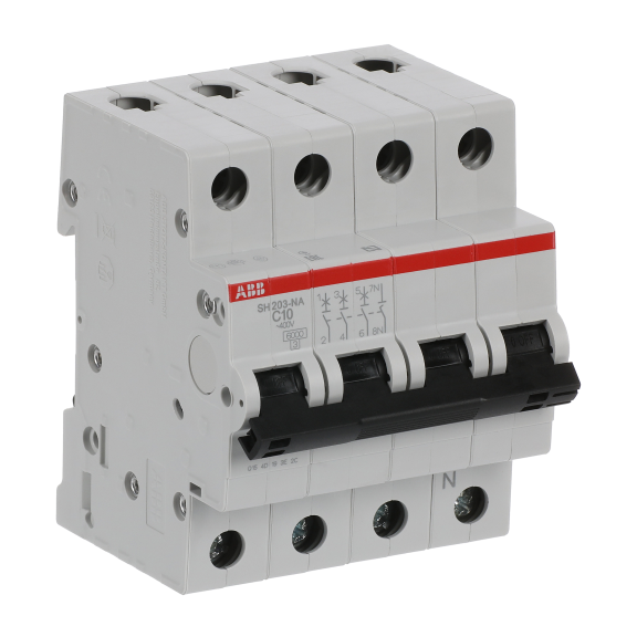 ABB 2CDS213103R0104, SH 203-C 10 NA, Compact Home, 10 Amper, 4 Kutuplu, C Tipi, Otomatik Sigorta, 6 kA, 4x10C