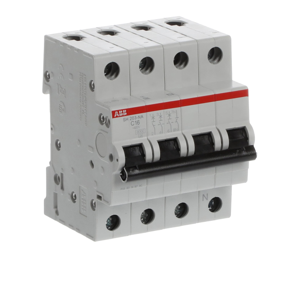 ABB 2CDS213103R0164, SH 203-C 16 NA, Compact Home, 16 Amper, 4 Kutuplu, C Tipi, Otomatik Sigorta, 6 kA, 4x16C
