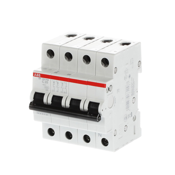ABB 2CDS213103R0204, SH 203-C 20 NA, Compact Home, 20 Amper, 4 Kutuplu, C Tipi, Otomatik Sigorta, 6 kA, 4x20C
