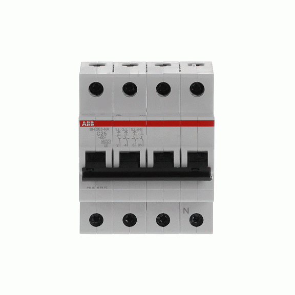 ABB 2CDS213103R0254, SH 203-C 25 NA, Compact Home, 25 Amper, 4 Kutuplu, C Tipi, Otomatik Sigorta, 6 kA, 4x25C