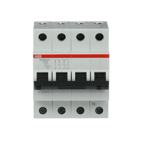 ABB 2CDS213103R0324, SH 203-C 32 NA, Compact Home, 32 Amper, 4 Kutuplu, C Tipi, Otomatik Sigorta, 6 kA, 4x32C