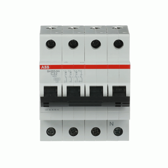 ABB 2CDS213103R0324, SH 203-C 32 NA, Compact Home, 32 Amper, 4 Kutuplu, C Tipi, Otomatik Sigorta, 6 kA, 4x32C