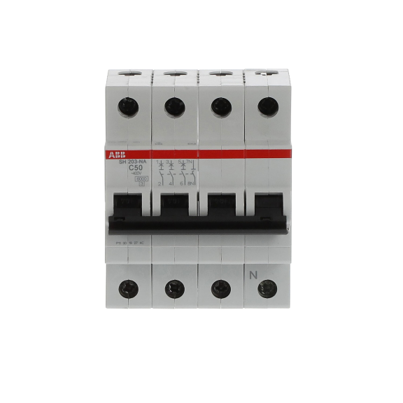 ABB 2CDS213103R0504, SH 203-C 50 NA, Compact Home, 50 Amper, 4 Kutuplu, C Tipi, Otomatik Sigorta, 6 kA, 4x50C