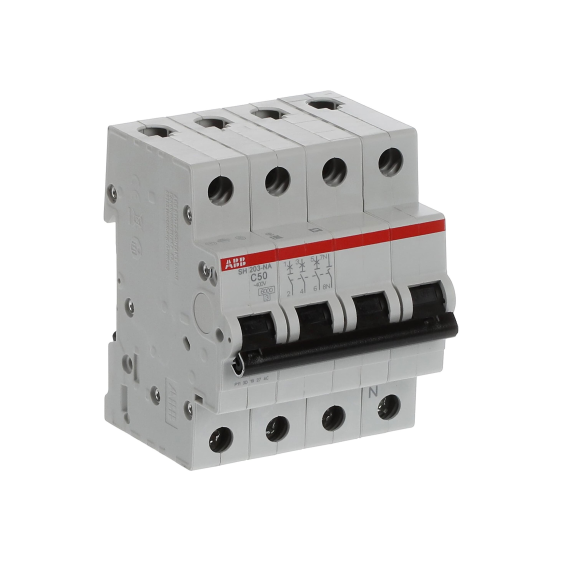 ABB 2CDS213103R0504, SH 203-C 50 NA, Compact Home, 50 Amper, 4 Kutuplu, C Tipi, Otomatik Sigorta, 6 kA, 4x50C