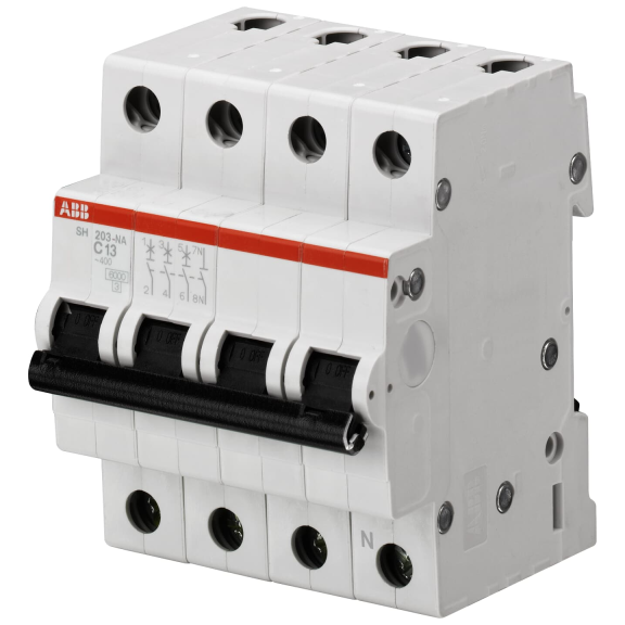 ABB 2CDS213103R0634, SH 203-C 63 NA, Compact Home, 63 Amper, 4 Kutuplu, C Tipi, Otomatik Sigorta, 6 kA, 4x63C