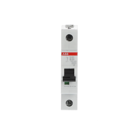 ABB 2CDS251001R0205, S 201-B 20, System Pro M, 20 Amper, 1 Kutuplu, B Tipi, Otomatik Sigorta, 6 kA, 1x20B