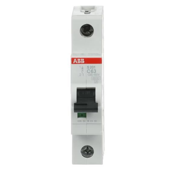 ABB 2CDS251001R0634, S 201-C 63, System Pro M, 63 Amper, 1 Kutuplu, C Tipi, Otomatik Sigorta, 6 kA, 1x63C