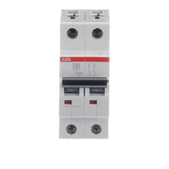 ABB 2CDS252001R0634, S 202-C 63, System Pro M, 63 Amper, 2 Kutuplu, C Tipi, Otomatik Sigorta, 6 kA, 2x63C