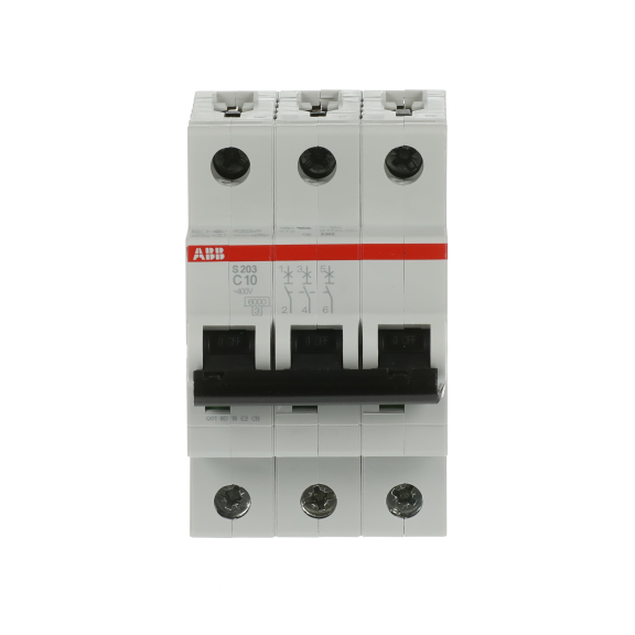 ABB 2CDS253001R0104, S 203-C 10, System Pro M, 10 Amper, 3 Kutuplu, C Tipi, Otomatik Sigorta, 6 kA, 3x10C