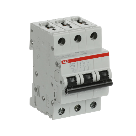 ABB 2CDS253001R0104, S 203-C 10, System Pro M, 10 Amper, 3 Kutuplu, C Tipi, Otomatik Sigorta, 6 kA, 3x10C