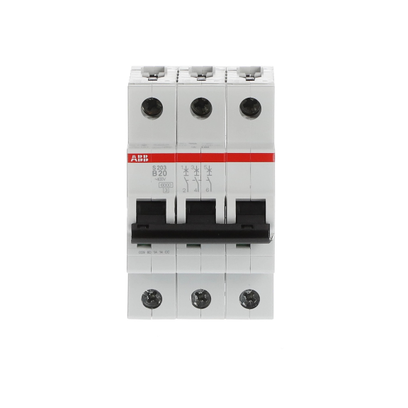 ABB 2CDS253001R0205, S 203-B 20, System Pro M, 20 Amper, 3 Kutuplu, B Tipi, Otomatik Sigorta, 6 kA, 3x20B